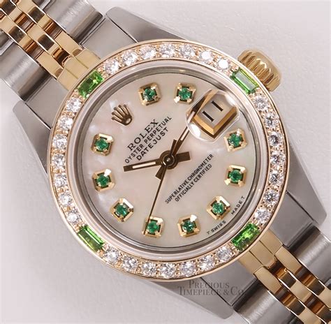 rolex two tone mop emerald ladies|rolex lady datejust fluted.